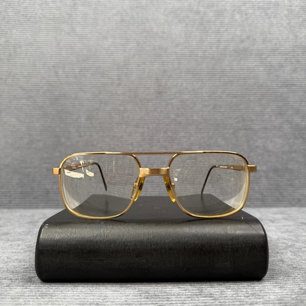 Luxottica Director Vintage Gold Square Aviator Glasses Frames Italy KLIXX 2 135